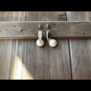Pearl Studs with Rhinestones